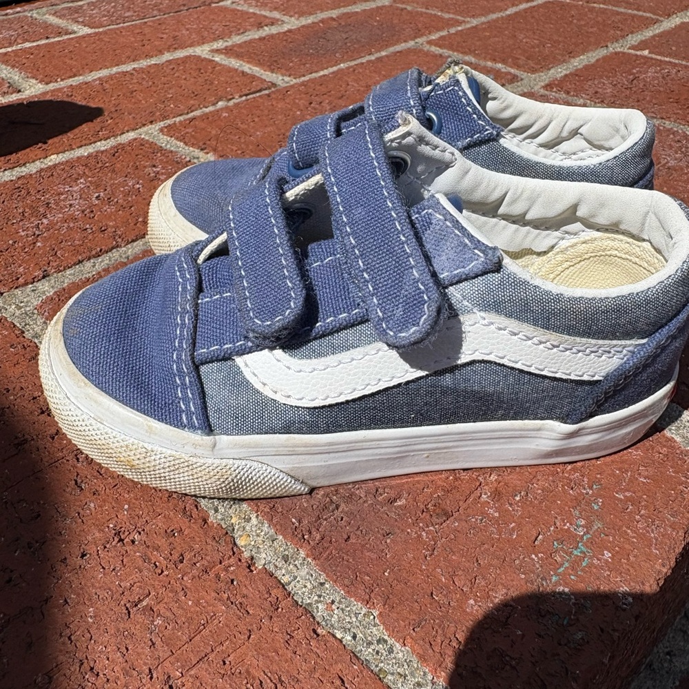 Vans Blue and White Velcro Sneakers